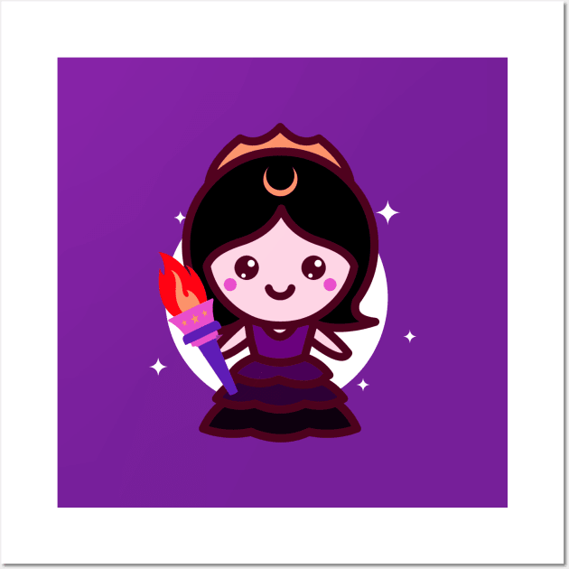 Chibi Kawaii Cute Hecate Goddess Witch Wall Art by Witchy Ways